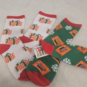 Festive Gift and Snowflake Socks Set - Red, Green, and Orange